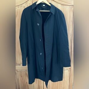 Britannia Men's Black Plaid Overcoat Permanent Press Field Trench Coat Size 40L